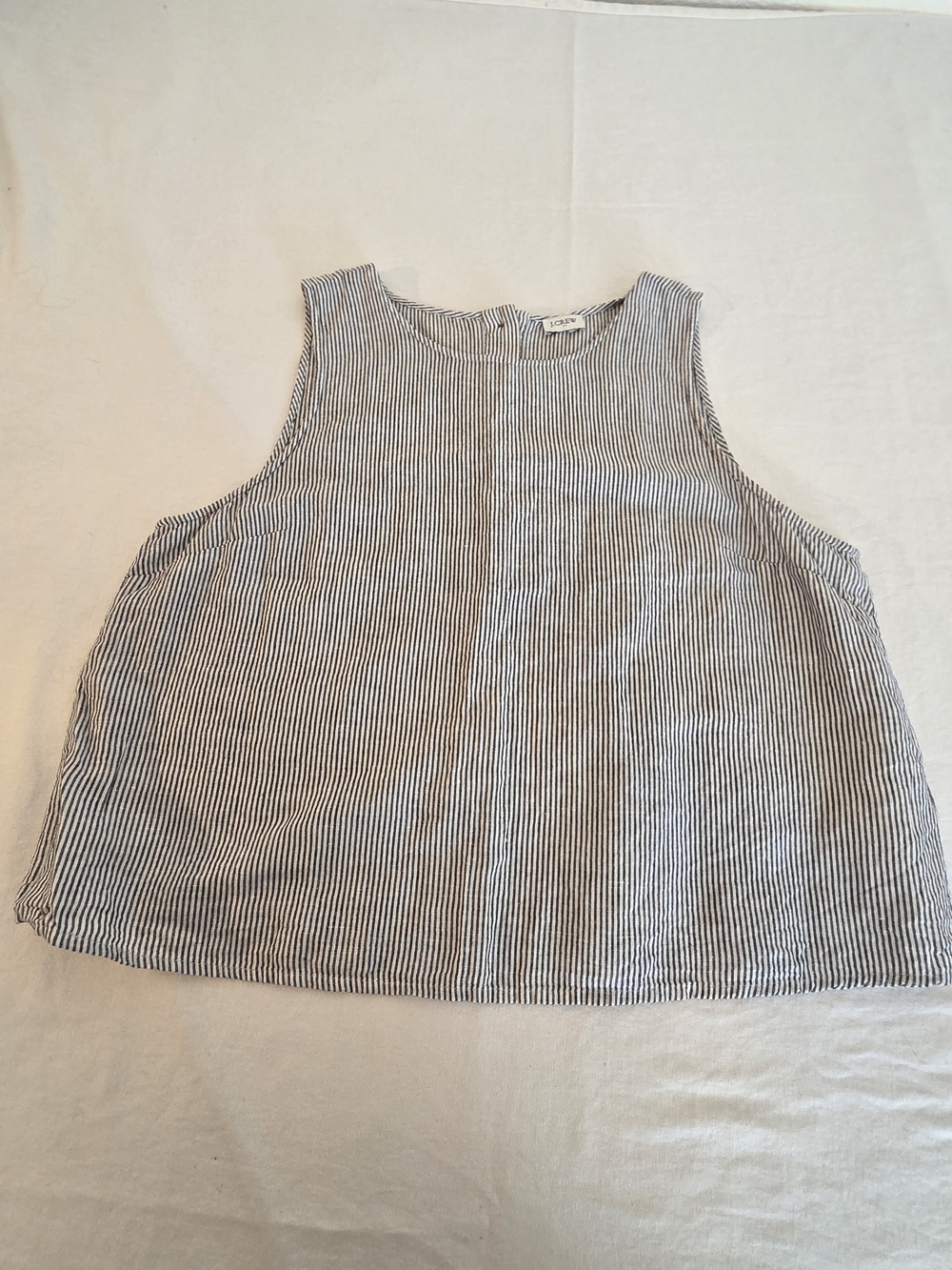 J. Crew Linen Blend Sleeveless Striped Tank - Blue & White
